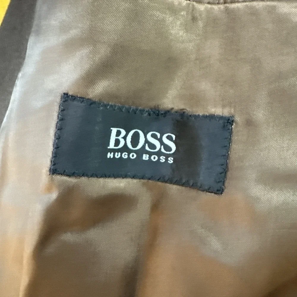 Hugo Boss Loro Piana Sz 44R Wool Cashmere Brown Double Breasted Blazer Jacket